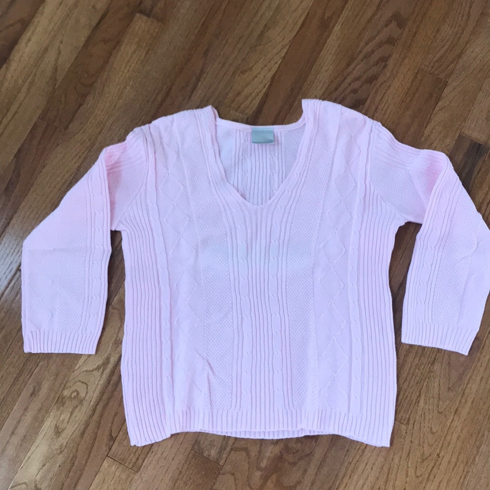 Women’s pink cotton 3/4 sleeve sweater Size Large